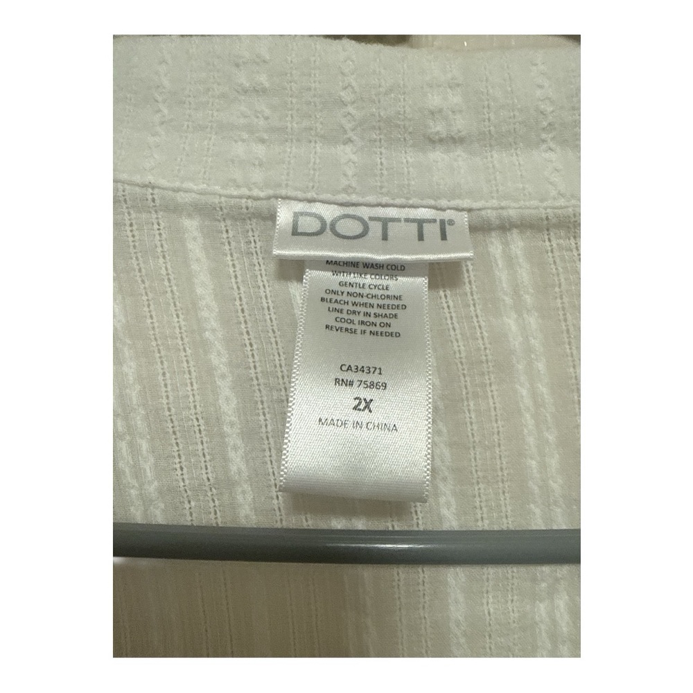 Dotti White Button-Front Swimsuit Cover-up 3/4 sleeve 100% cotton Size 2x - Picture 3 of 3